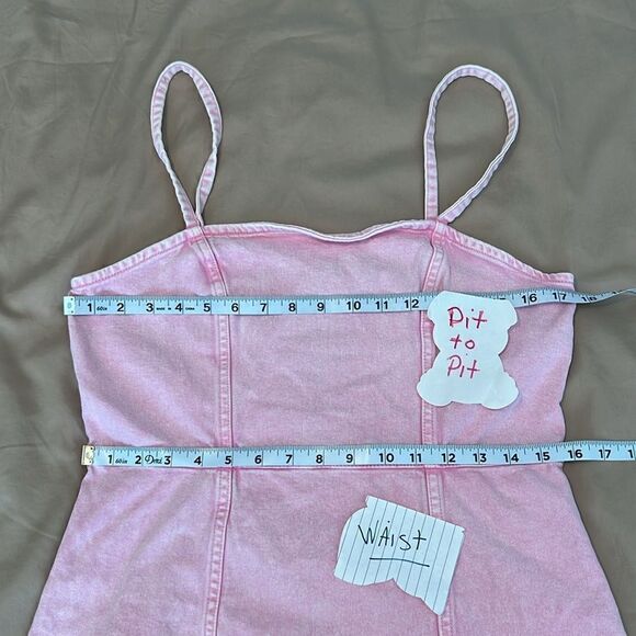 Divided size M zip back spaghetti strap pink denim dress - Picture 5 of 11